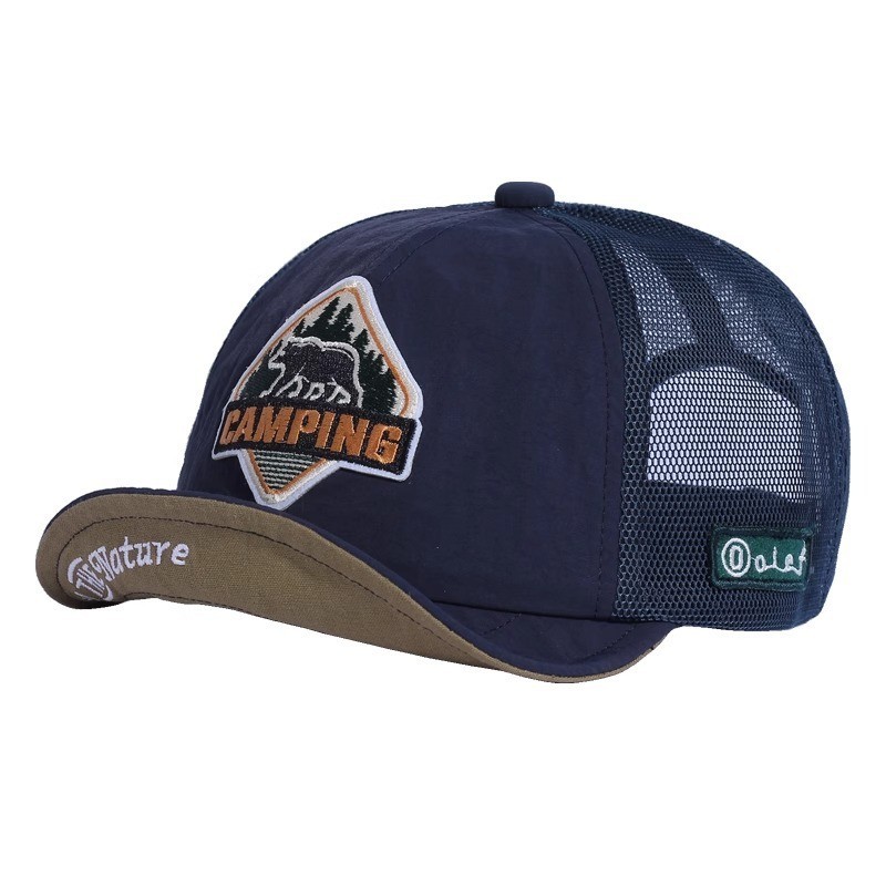 เบสบอลหมวกสั้น Brim ตาข่ายผู้ชายผู้หญิง Casual Vintage พ่อหมวกปรับ Trucker สไตล์ Low Profile Caps cottom Fastener เทป