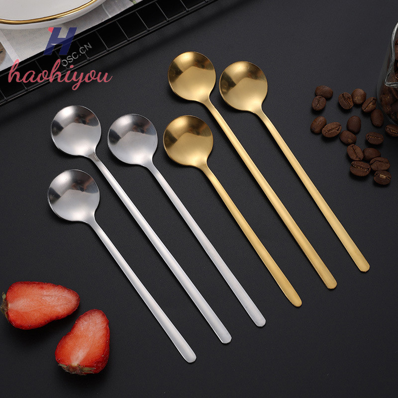 <haohiyou> 1 ชิ้นช้อนสแตนเลสขนาดใหญ่ด้ามยาวช้อนครัวช้อนส้อมข้าว Dumpling โจ๊กซุป Scoops ร้านอาหารบนโต๊ะอาหาร Nice