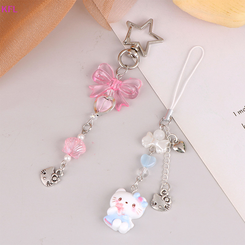 (KFL) Kawaii Sanrio โทรศัพท์ Chain Hello Kitty Key Chain หวาน Pochacco หูฟังแขวนเชือก Anti-Lost Lanyard สายคล้องกระเป๋าตกแต่งขายร้อน