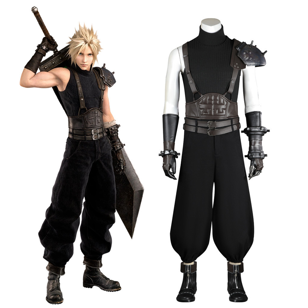 Cloud Strife คอสเพลย์เครื่องแต่งกายผู้ใหญ่ผู้ชาย FF7 คอสเพลย์ชุดรองเท้าถุงมือเข็มขัด Cloud Strife ชุ