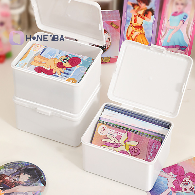 <Honeyby> ใหม่กล่องเก็บของพลาสติกใส Photocards กล่องเก็บการ์ดขนาดเล็กโต๊ะ Organizer กล่องการจําแนกกล่องเครื่องเขียน Nice