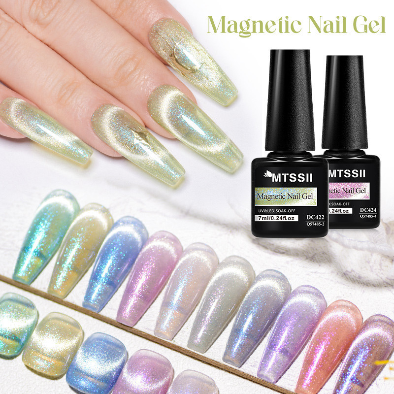 MTSSII แม่เหล็ก 7ml เจลเล็บ โฮโลแกรม กระพริบ แมวตาเจลโปแลนด์ เล็บเจล เรนโบว์นีออน สีเจลยาทาเล็บ