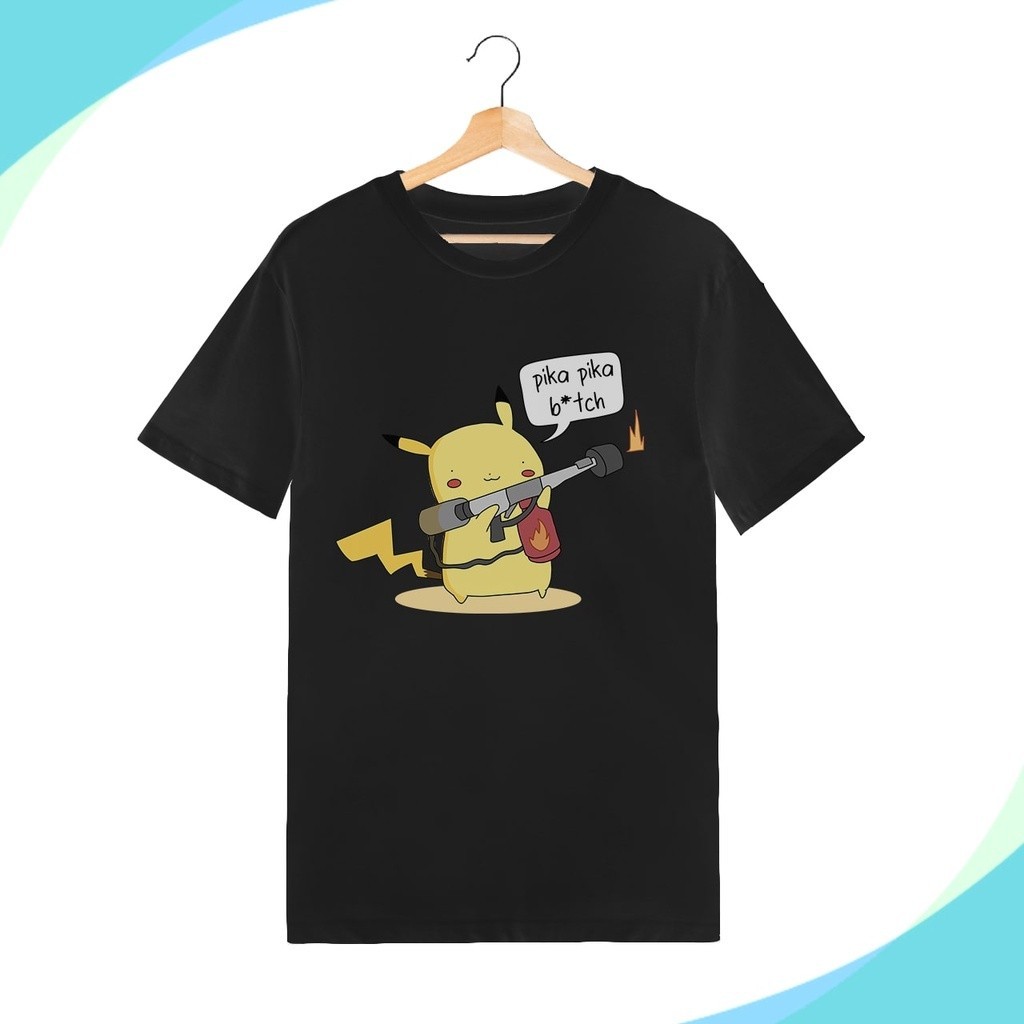 [PRE-ORDER] SSKAIT Printed Pikachu Pika pika b*tch oversize S-5XL ไซส์ใหญ่ ชุดปกติ แฟชั่น สไตล์ ใส่ส