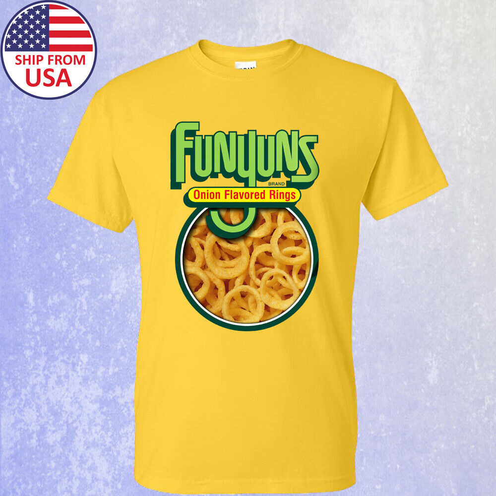 Funyuns เสื้อยืดสีเหลืองผู้ชายรสหัวหอม
