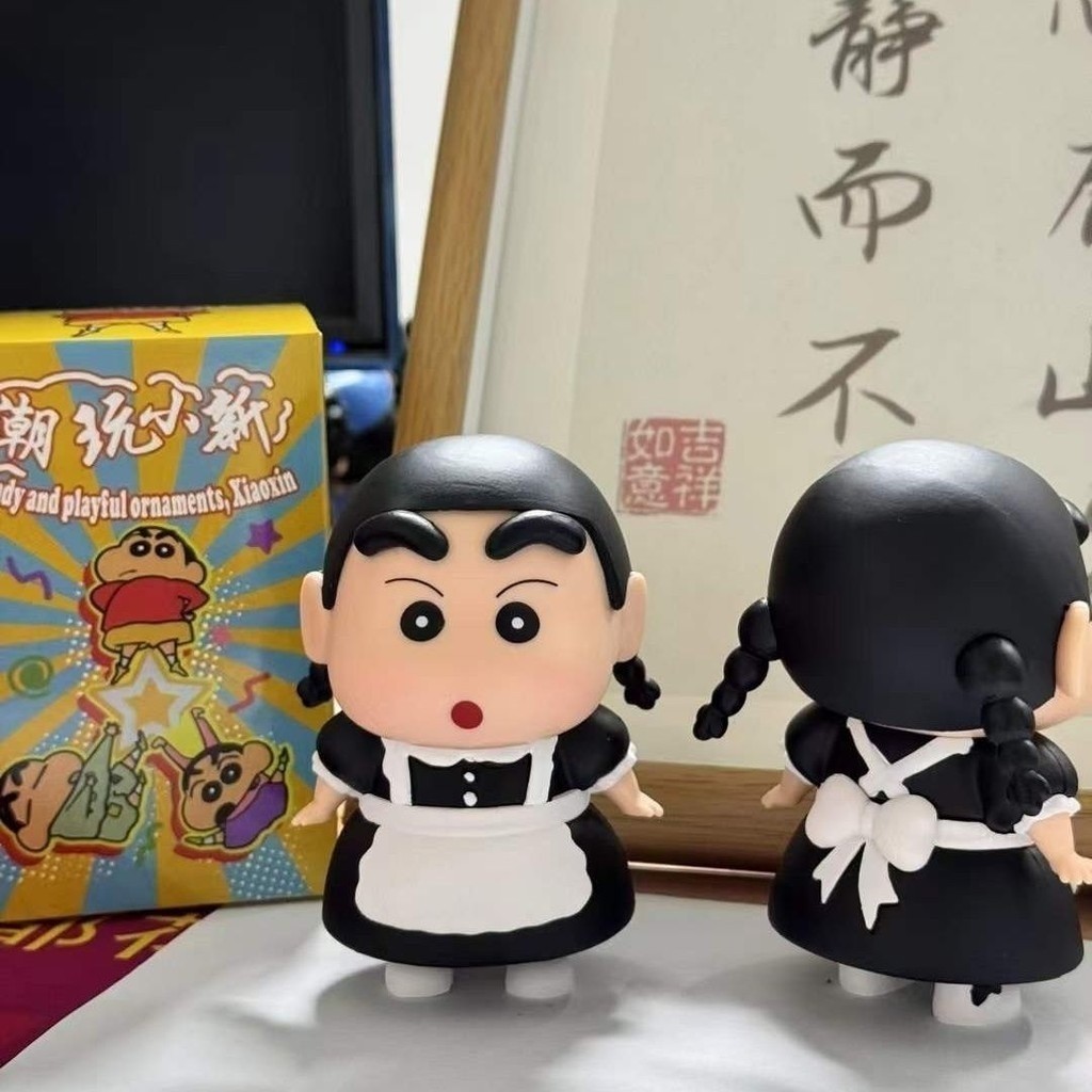 Crayon Shin-Chan cos Maid Acition รูป PVC คอลเลกชันรุ่นเดสก์ท็อปเครื่องประดับตกแต่งห้องเด็กสําหรับเด็ก