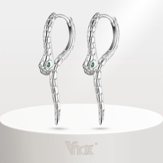 VNOX วีน็อกซ์ สีเขียวเพทายตางูหูหัวเข็มขัด,เงินต่างหูห่วงขนา…