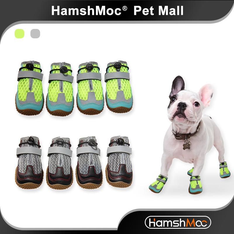 HamshMoc ปรับรองเท้าสุนัข Anti-Slip Puppy รองเท้า Paw Protector สายรัดสะท้อนแสงสําหรับสุนัขขนาดเล็กขนาดใหญ่เดินอุปกรณ์เสริม 4 ชิ้น