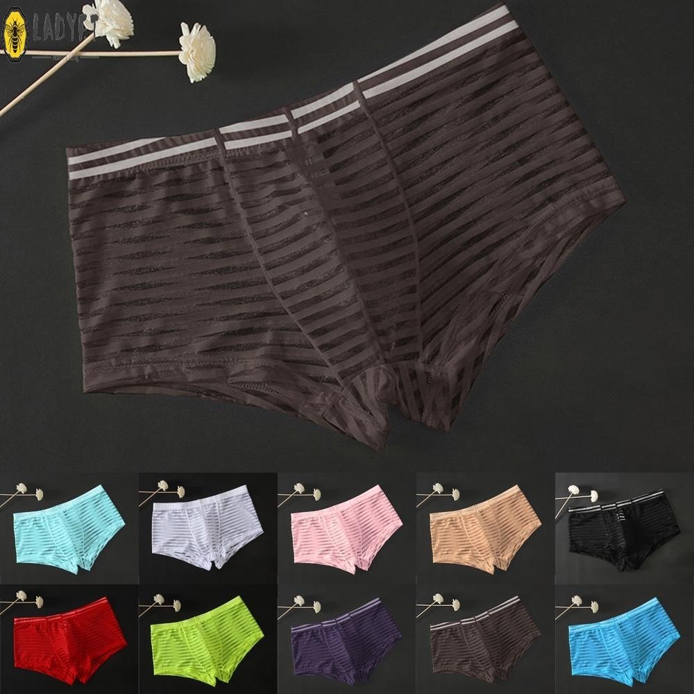 กางเกงบ็อกเซอร์โปร่งใสมีสไตล์กางเกงเซ็กซี่สําหรับผู้ชายที่มีการออกแบบเอวต่ํา