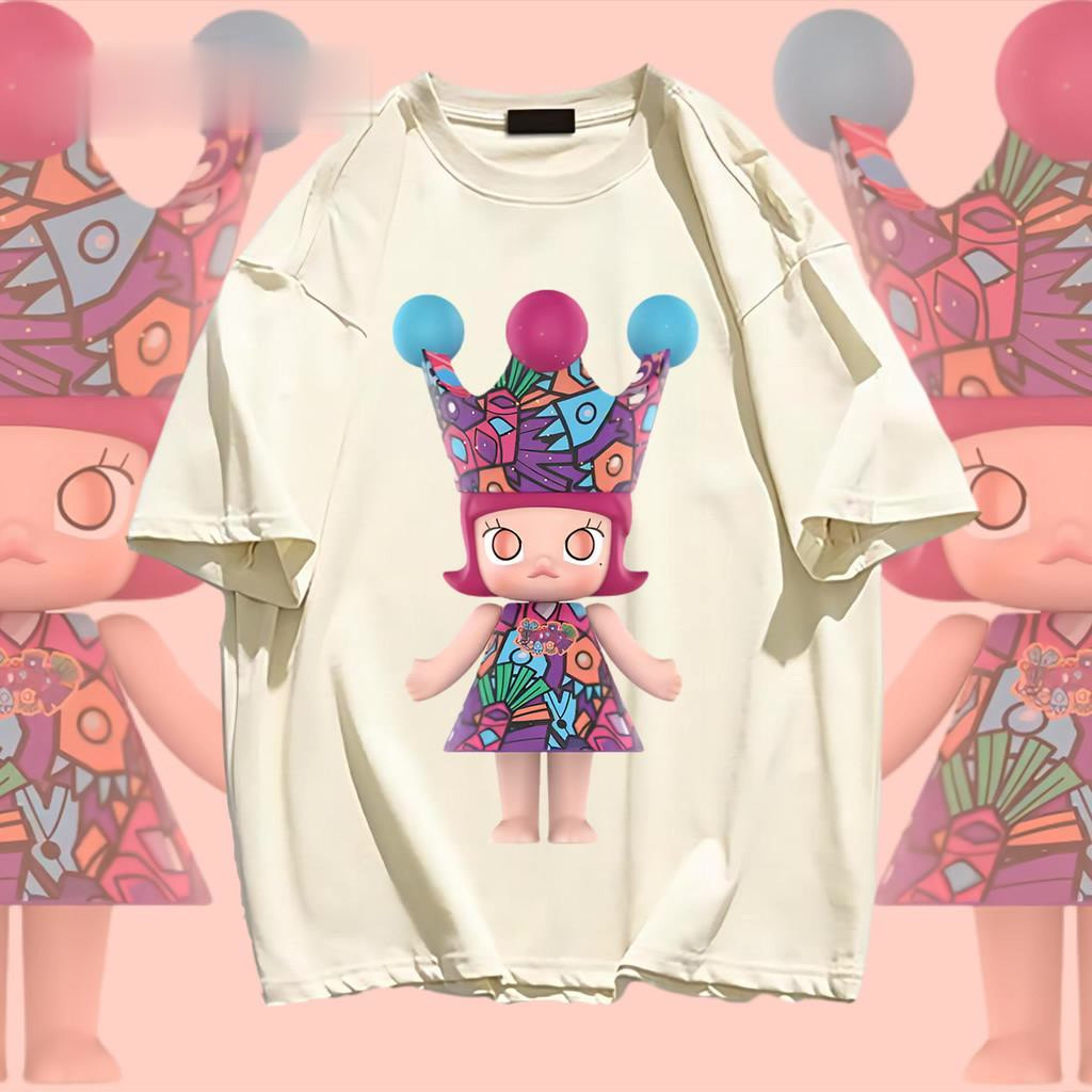 พร้อมส่ง&COD RINA STUDIO เสื้อยืดโอเวอร์ไซส์ เสื้อยืดเกาหลี ผ้าคอตตอน100% เสื้อยืด ลาบูบู้ Labubu Pop Mart