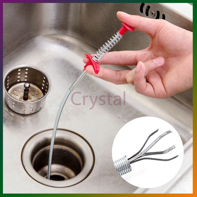 Crystal  งูเหล็ก สปริงทะลวงท่อน้ำ ล่วงท่อ ไม้คีบเส้นผมท่อระบายน้ำ สปริงทะลวงท่อน้ำที่คีบเศษขยะท่อน้ำ