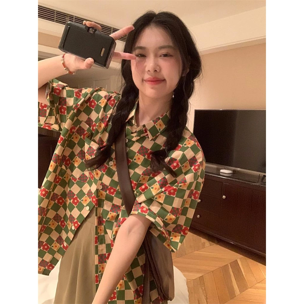 KOKO เสื้อลายดอกสงกรานต์ผู้หญิง แขนสั้น ทรงหลวม W352 thumbnail 8