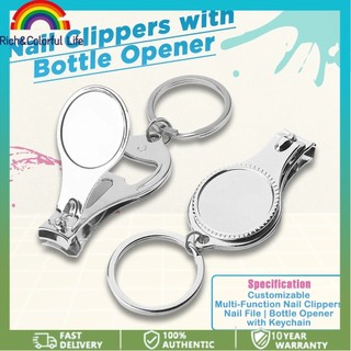 2in1 Nail Cutter with Bottle Opener Stainless Steel Customizable Nail Clipper with Keyring