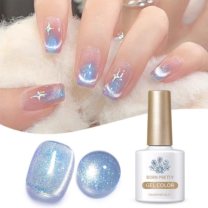 Born PRETTY Glacier Blue Cat Magnetic Eye Gel Polish สําหรับฤดูใบไม้ผลิฤดูร้อนเล็บ DIY Varnis กึ่งถาวร