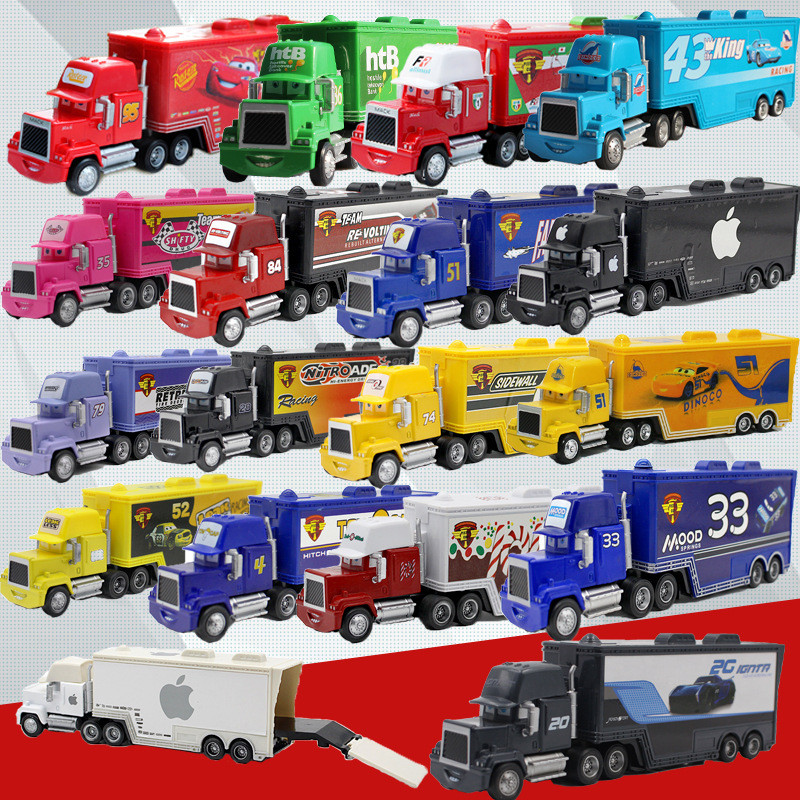 Disney Pixar Cars 2 3 Lightning McQueen Cars of the Universe รถบรรทุกตู้คอนเทนเนอร์ของเล่นเด็กรถรุ่นตกแต่งรายการของเล่น
