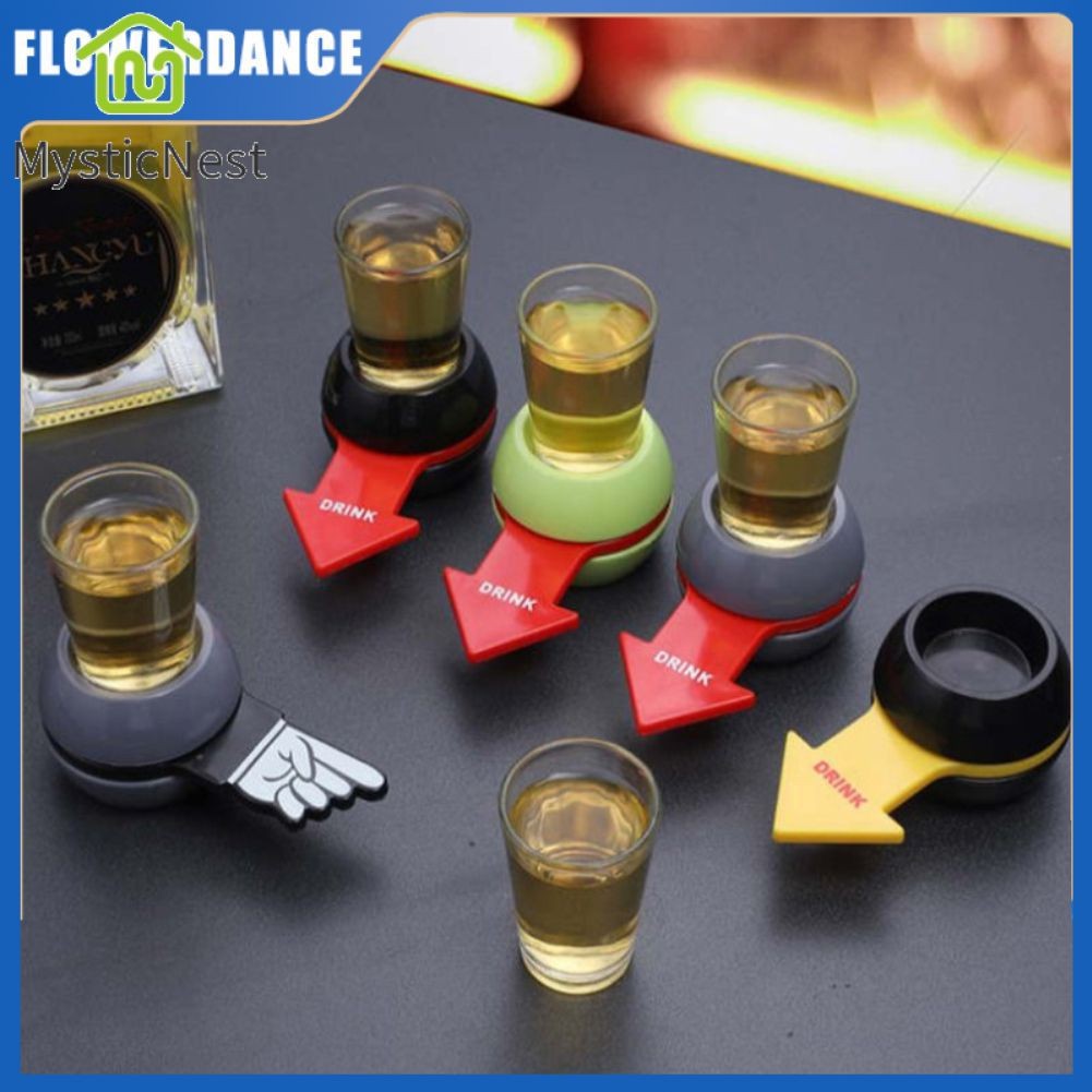【ช้อปปิ้งด่วน】ชุดเกมปาร์ตี้หมุนลูกข่างสุดสนุกพร้อมแก้วเบียร์และไวน์ ลูกศรหมุน เกมดื่มหมุน ของขวัญ อุปกรณ์ความบันเทิงสำหรับบาร์คาราโอเกะ Flowerdance 【MysticNest】