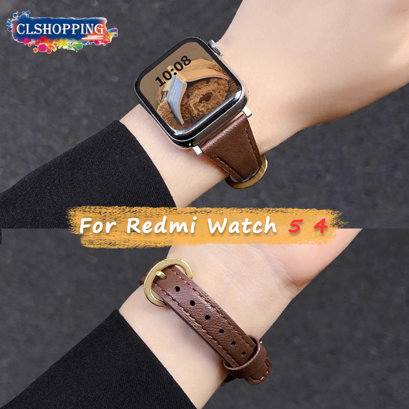 สายหนังหรูหราสําหรับ Redmi Watch 4 5 band สายรัดข้อมือ retro สร้อยข้อมือหนังแท้สําหรับ Xiaomi Smart band 9 pro 8pro อุปกรณ์เสริม 20 มม.