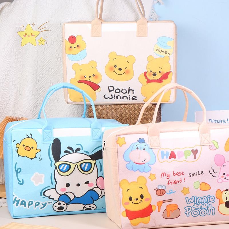 [JBTH] 1 PC ผู้หญิง Felt กระเป๋าถือน่ารักแบบพกพาขนาดใหญ่ความจุกระเป๋าเดินทางการ์ตูนพิมพ์ Tote กระเป๋า [JB]