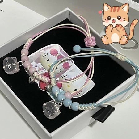 สร้อยข้อมือ Kitty, สร้อยคอ, แหวน, กำไลข้อมือ, เครื่องประดับแฟชั่นลายการ์ตูนสีชมพู, ของขวัญวันเกิดสำหรับเด็กผู้หญิง ราคา ถูกที่สุด ดีลบีเคเค แกลเลอรีภาพที่ 7