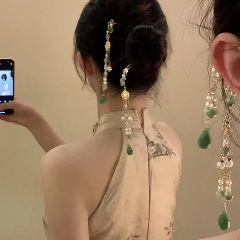 คลาสสิกใหม่สไตล์จีนแก้วดอกไม้พู่ Hairpin แห่งชาติอินเทรนด์ Dignified Hairpin Retro หรูหรา High-End อุปกรณ์เสริมผมผู้หญิง