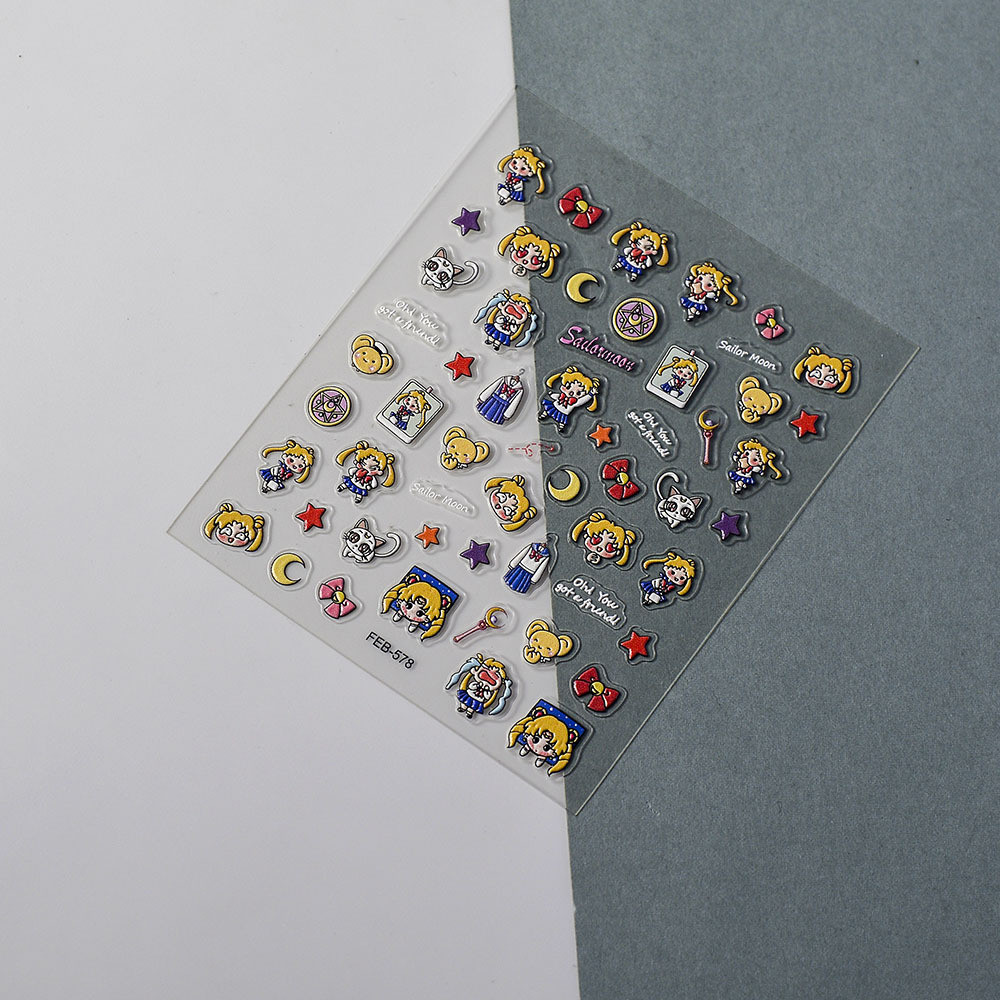 สติ๊กเกอร์ติดเล็บเซเลอร์มูน สติ๊กเกอร์แต่งเล็บ ดีไซน์ 3 มิติ - รูปที่ 3