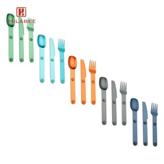 Hilabee ชุดช้อนส้อมแคมป์ปิ้งเครื่องครัวแบบใช้ซ้ําได้ช้อนส้อม…