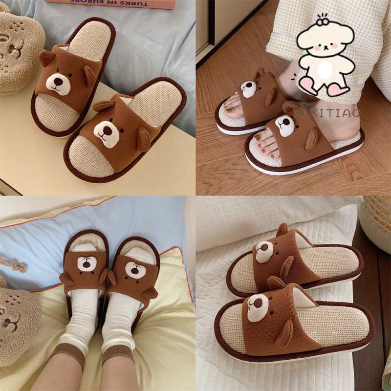 Xixitiao รองเท ้ าแตะบ ้ านหมีสีน ้ ําตาลน ่ ารัก Four Seasons Universal ในร ่ ม Soft Sole Casual