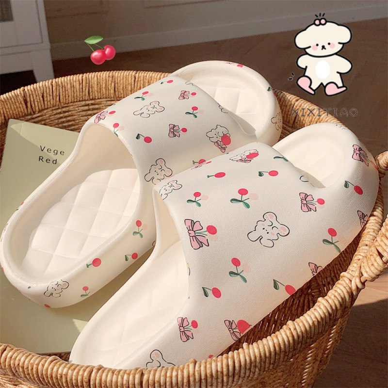 Xitiao Anti-slip eva รองเท้าแตะในร่มหญิงฤดูร้อนสไตล์ใหม่น่ารัก Cherry Bunny รองเ
