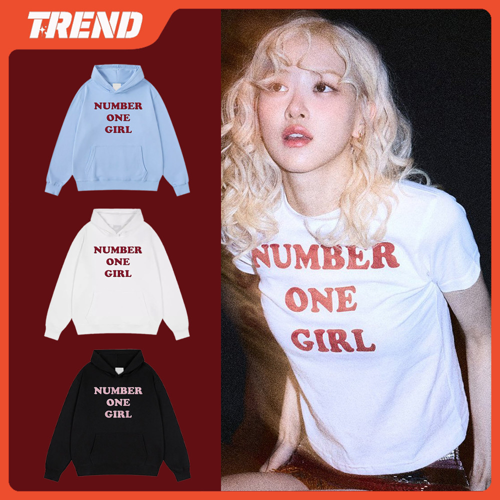 KPOP BLACKPINK ROSE ROSIE Merch Hoodie ผู้ชายและผู้หญิง Plus ขนาด "NUMBER ONE GIRL" เสื้อสเวตเตอร์พิ