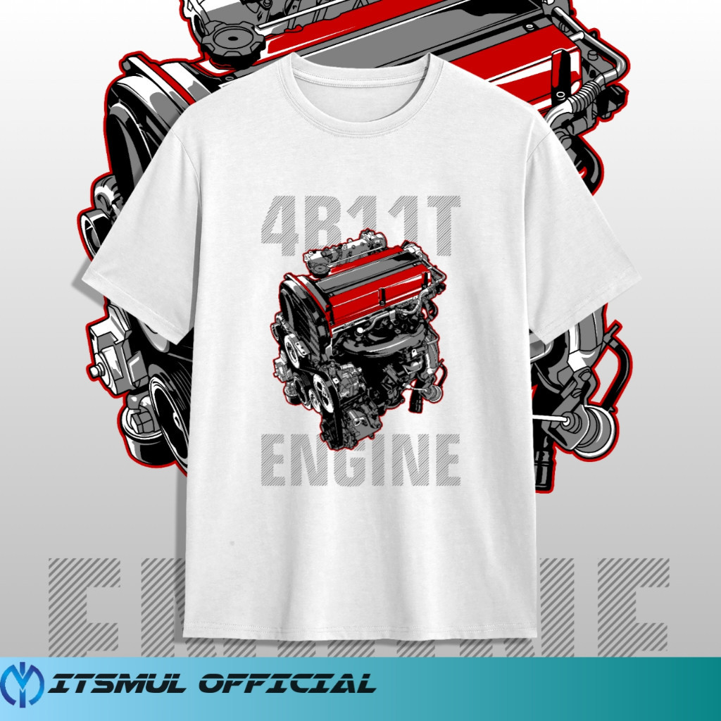 MESIN KATUN Mitsubishi Lancer Evolution Engine 4B11T IM02(2) เสื้อยืดผ้าฝ้ายหวี