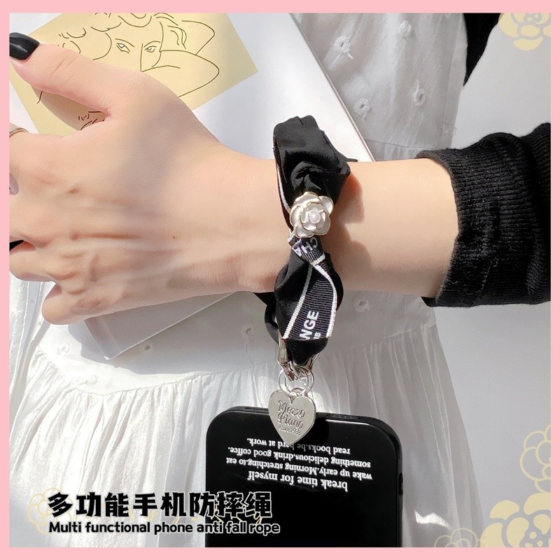 มือถือเชือกเส้นเล็กข้อมือเชือกโทรศัพท์มือถือเชือกเส้นเล็กโซ่สายรัดข้อมือดอกเคมีเลียจี้สายป้องกันการสูญหาย