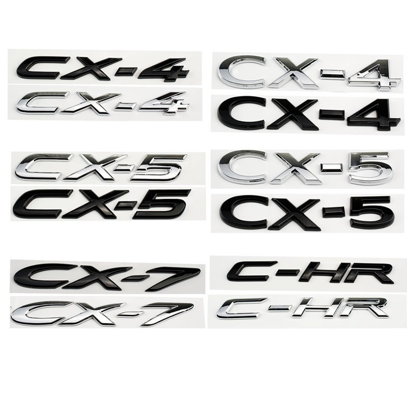 3D ABS Chrome/สีดํา CX-4 CX-5 CX-7 สติกเกอร์โลโก้ตัวอักษรด้านหลังสัญลักษณ์ป้ายรูปลอกสําหรับ Mazda CX-4 CX-5 CX-7
