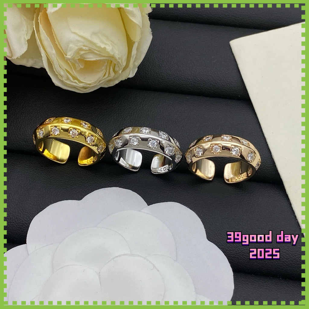 [L-home] Rhombus Row Diamond Opening แหวนแฟชั่นหรูหราสําหรับผู้ชายและผู้หญิง/ 53171