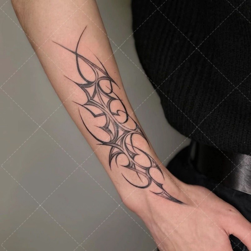 รอยสักลายหนามยาวสาวเซ็กซี่แขนพืชสักสติกเกอร์รอยสักกันน้ําติดทนนาน15วันสติกเกอร์ผิวรอยสักปลอมชั่วคราว