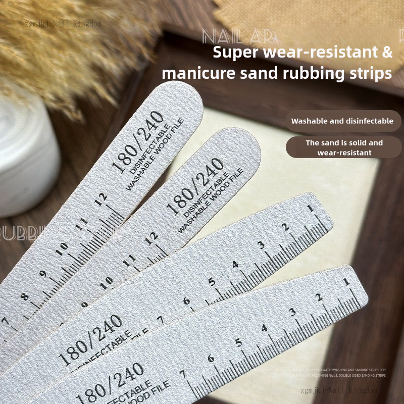 ตะไบเล็บไม้บรรทัดไม้ล้างทําความสะอาดได้และฆ่าเชื้อได้ 1 ชิ้น / แถบขัดเล็บที่ทนต่อการสึกหรอ / แถบขัดเล็บ / เครื่องมือขัดเล็บขนาดเ