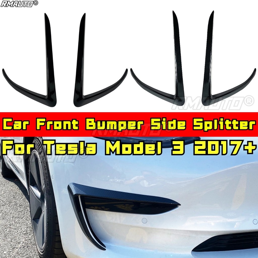 สําหรับ Tesla รุ่น 3 Body Kit กันชนหน้าด้านข้าง Splitter ลมมีดสปอยเลอร์ Tuning Air Blade สําหรับ Tesla รุ่น 3 2017 + รถ Accessorie