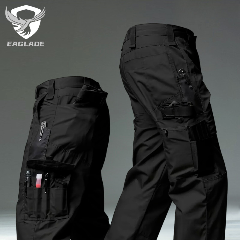 Eaglade กางเกงคาร์โก้ยุทธวิธีสําหรับผู้ชายสีดํา S-3XL JT-PJK55 A01