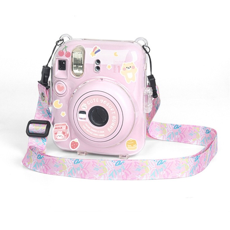 คุณภาพดีสําหรับ FUJIFILM instax mini 12 Crystal Hard กล้องอะคริลิคพร้อมสายคล้องไหล่สําหรับ FUJIFILM 
