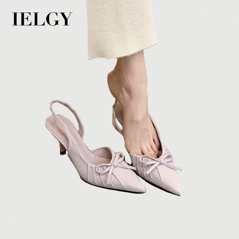 IELGY 2025 รองเท้าส้นสูงอ่อนโยนสีม่วงอารมณ์ชี้นิ้วเท้าเร้าใจนิ้วเท้ารองเท้าแตะที่ว่างเปล่าผู้หญิงฤดูใบไม้ผ
