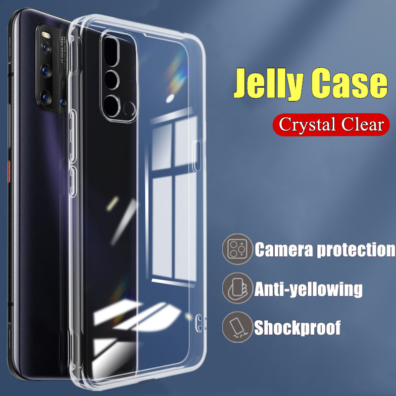 สําหรับ Vivo V19 1933 กล้องป้องกันซิลิโคนนุ่มฝาครอบซิลิโคน Yellowing-Resistant Crystal Clear Jelly Case