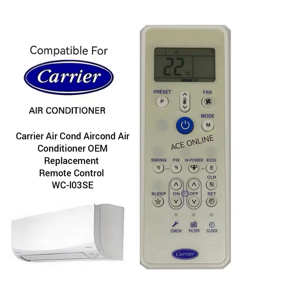 Carrier Air Cond Aircond Air Conditioner OEM Replacement Remote Control WC-l03SE