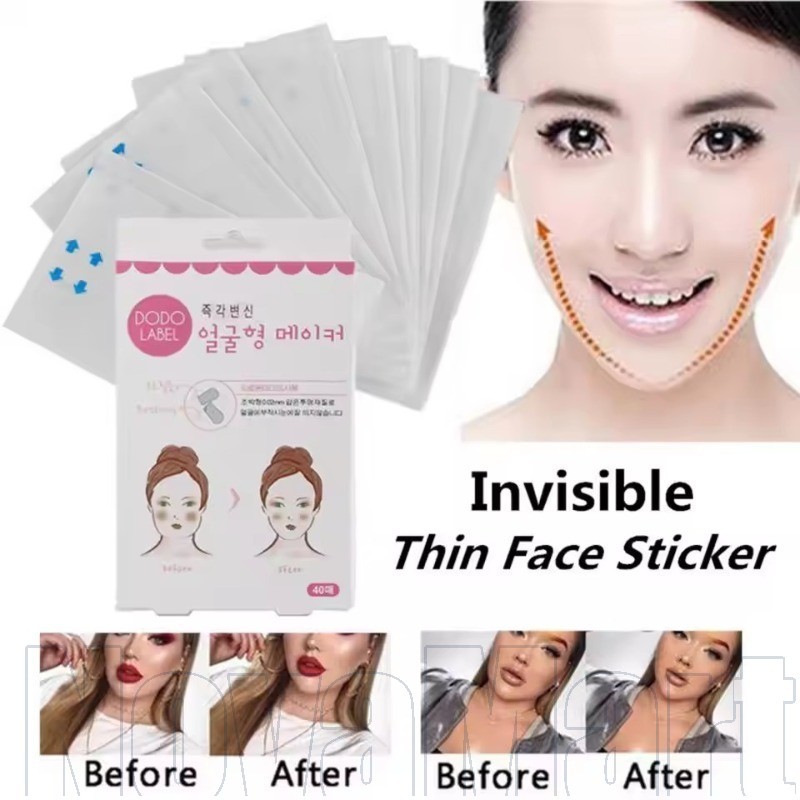 40 ชิ้นที่มองไม่เห็น Face Lifter เทป-เครื่องมือยกกระชับผิวหน้า-เทปกาวโปร่งใสสติกเกอร์-กันน้ํา V Face Makeup Tapes - Face Lift เครื่องสําอาง - Anti-Wrinkle Facelifting Patch