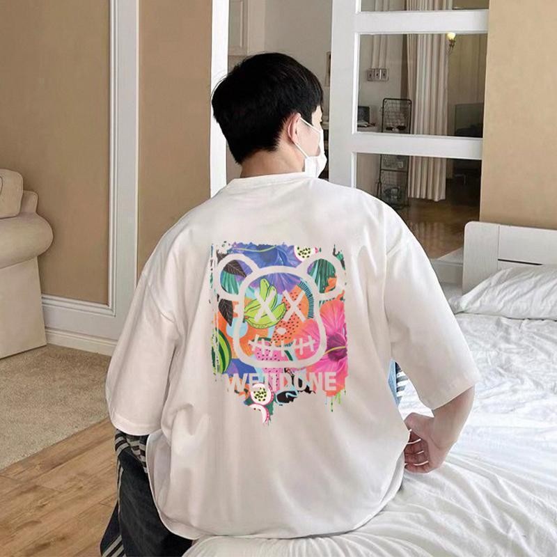 Woo Right  ผ้าฝ้ายใส่สบาย สไตล์เกาหลี ลาย "WEIIDONE" เสื้อยืดผ้าคอตตอน   เสื้อยืดโอเวอร์ไซส์ ผู้ชายและผู้หญิง