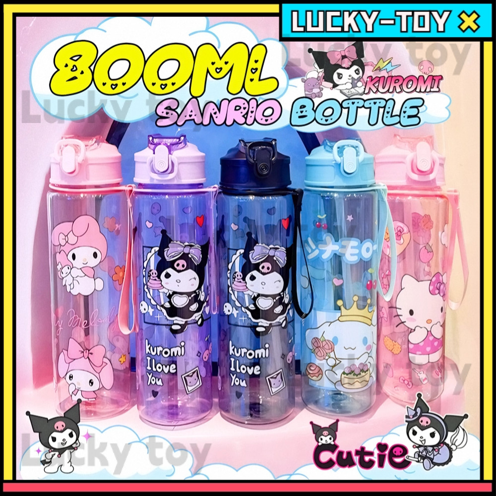 Ready Stock 🇲🇾800ml Kuromi Cinnamoroll ถ้วยฟาง BPA ฟรีโปร่งใส Kawaii My Melody Sanrio Kids Travel School