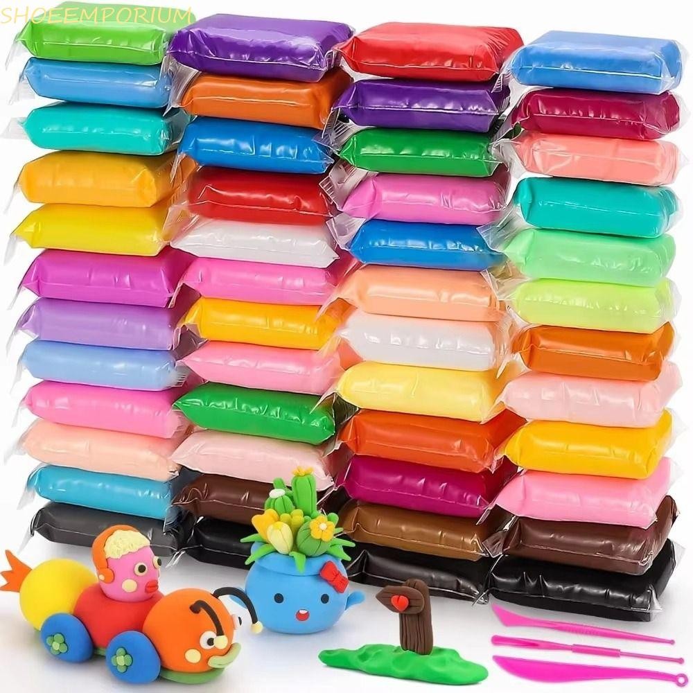Shoeemporium 12/24/36pcs Handmade ยางชุดดิน,นุ่มสีโคลน Air Dry Clay ชุด, เครื่องประดับ DIY ปลอดสารพิษหัตถกรรมการศึกษา Slime DIY ของเล่นวันเกิดคริสต์มาสของขวัญ
