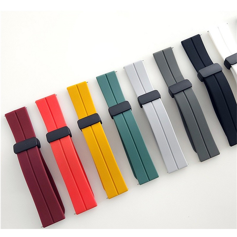 18 มม.ซิลิโคนแม่เหล็กสายคล้องคอสําหรับ Garmin Venu 3s Venu 2s 40 มม./Forerunner 255S 265S/vivomove3S/Vivoactive 4s/Active S Soft Candy สีนาฬิกาสร้อยข้อมือกีฬา Loop