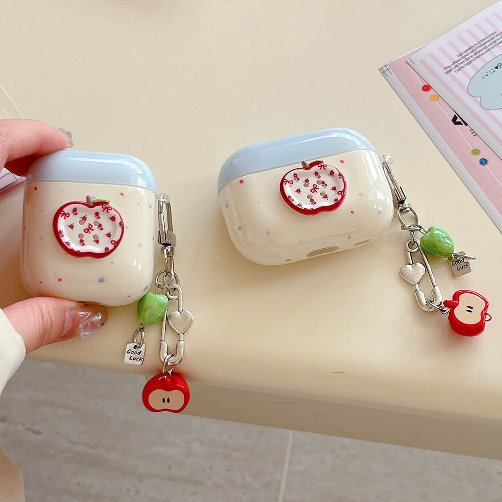 Simple Apple Bow ดอกไม้หูฟังป้องกันกรณีเหมาะสําหรับ Airpods 1 2 3 4 pro pro2 หูฟังไร้สายบลูทูธพวงกุญแจ