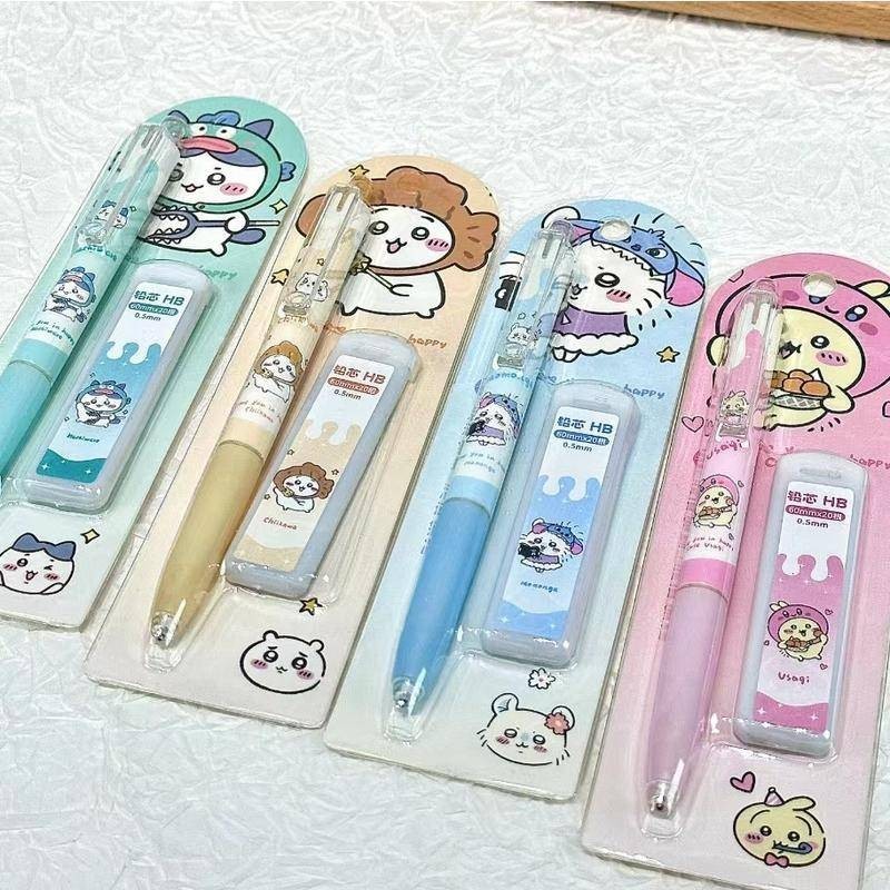 ชุดเครื่องเขียน ดินสอกดอัตโนมัติ ลายสัตว์ Chiikawa Hachiware Usagi Kurimanjuu Momonga น่ารัก 0.5 1 ชุด สําหรับเด็ก