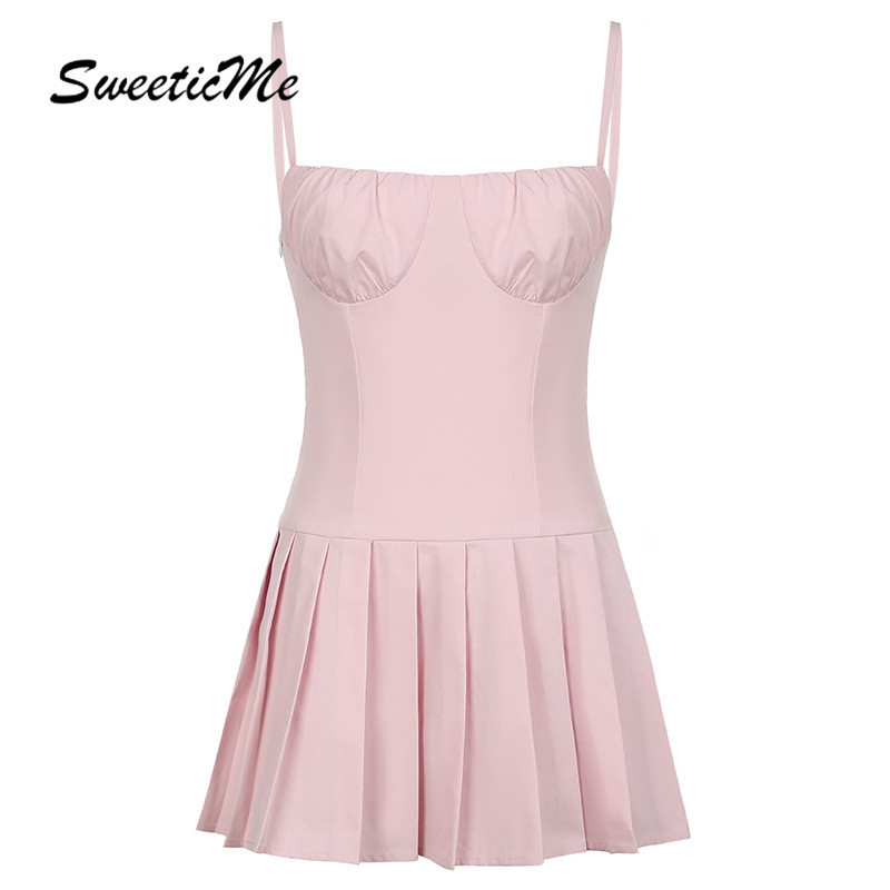 Sweeticme ชุดเดรสจับจีบ เซ็กซี่ เข้ารูป แฟชั่นใหม่ สําหรับสตรี 2024