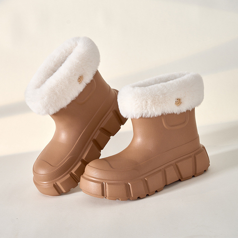 K9lq รองเท้าบูทกันฝน กันน้ํา กันหิมะ ฤดูใบไม้ร่วง ฤดูหนาว ถอดออกได้ ขนแกะ ขนแกะ อบอุ่น ผ้าฝ้าย รองเท้าแตะผู้หญิง กลางแจ้ง กันลื่น หนา