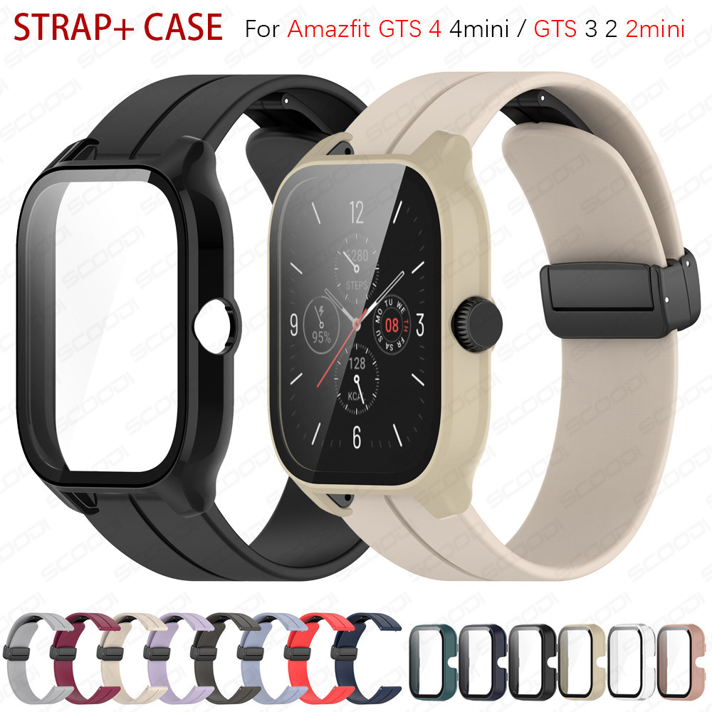 สายนาฬิกาข้อมือซิลิโคน PC แบบนิ่ม พร้อมหัวเข็มขัดแม่เหล็ก สําหรับ Huami Amazfit GTS 4 4mini GTS 3 2 2e 2Mini